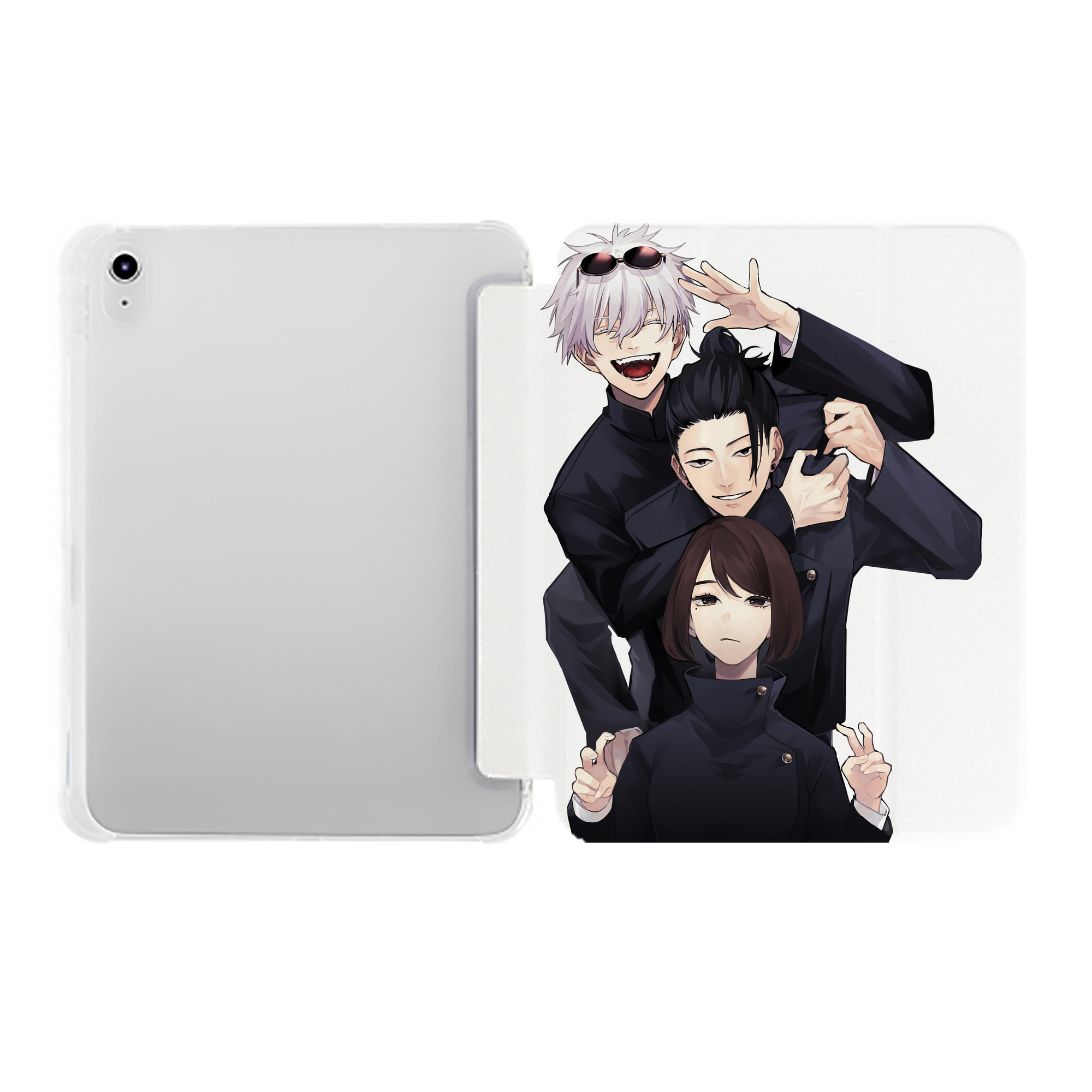 （画像用） 呪術廻戦 Jujutsu Kaisen IPad ケース ペン収納付き 三つ折りスタンド PUレザー×シリコン 対応機種9.5/10.5/10.9インチ